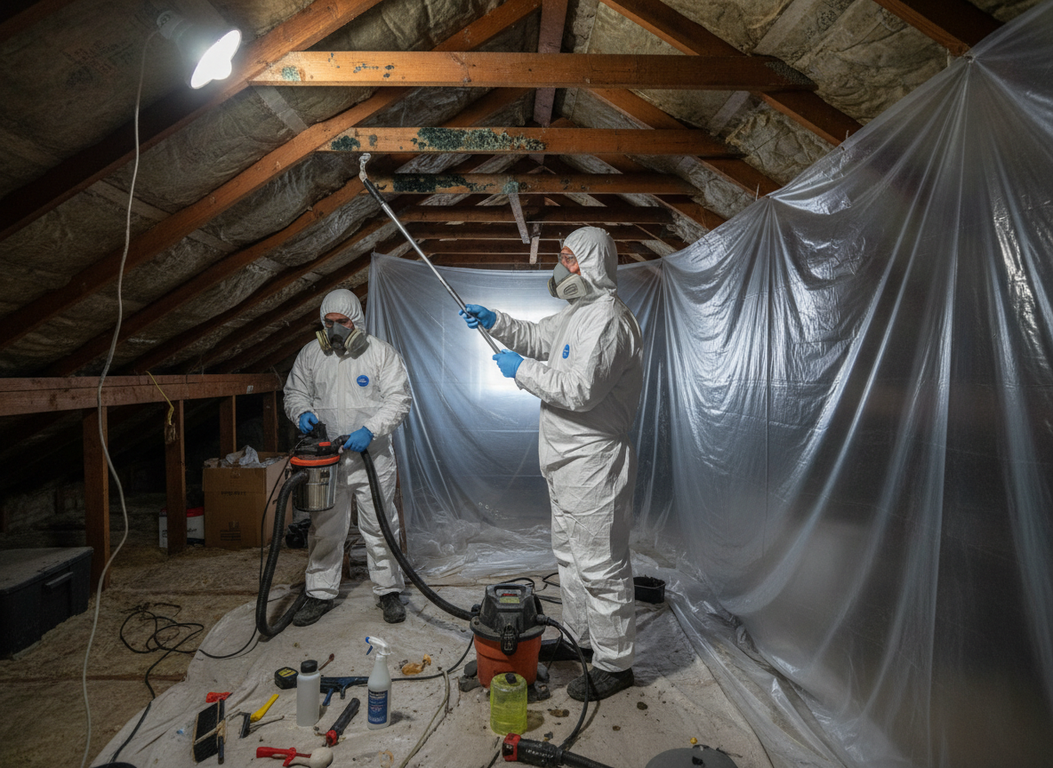 Attic mold testing and removal in Burton