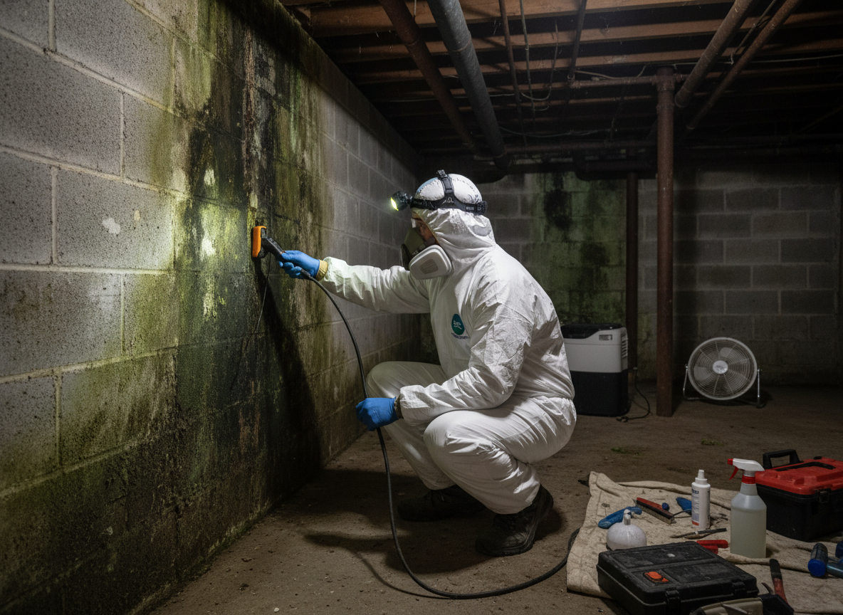 Basement mold inspection in Burton